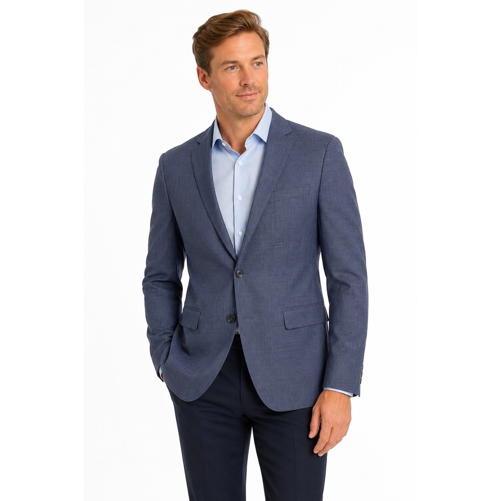 Vince Camuto Slim Fit Plaid 2 Button Wool Blazer Jacket Men 42L Preppy Business